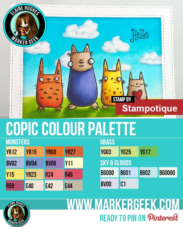 Stampotique - Kira Nichols Line-Up Card & Copic Colour Palette - www.markergeek.com