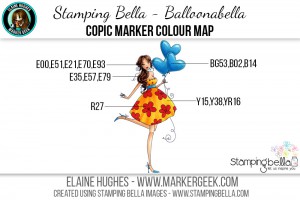 Stamping Bella - Bella 2.0 - Balloonabella Copic Colour Map www.markergeek.com