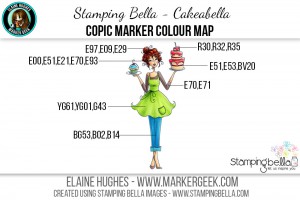 Stamping Bella June 2016 Release - Bella 2.0 - Cakeabella Copic Colour Map www.markergeek.com