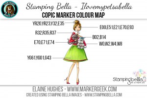 Stamping Bella June 2016 Release - Bella 2.0 - Ilovemypetsabella Copic Colour Map www.markergeek.com