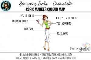 Stamping Bella June 2016 Release - Bella 2.0 - Cosmobella Copic Colour Map www.markergeek.com