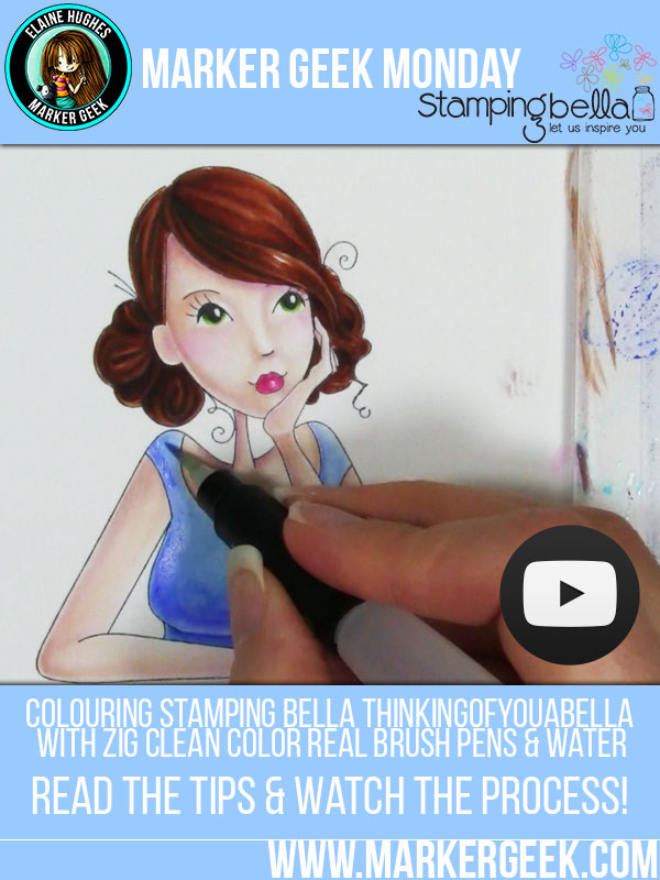 Colouring with Zig Clean Color Real Brush Markers ft. Stamping Bella ...