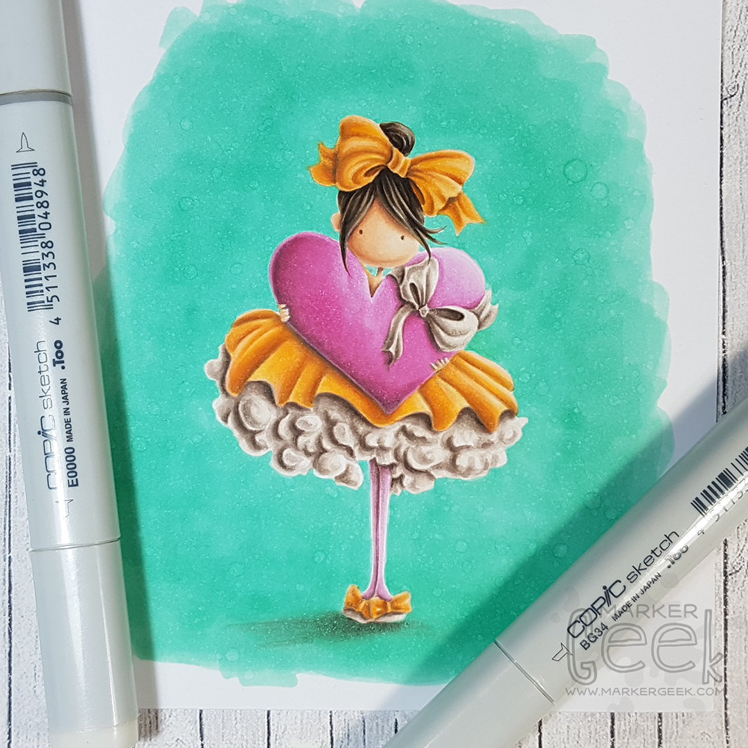 No Line Colouring & Shaker Card feat. Stamping Bella Bonnie loves Bows