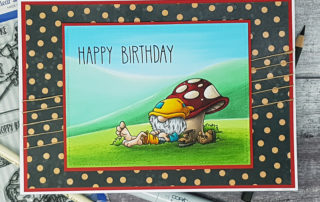 Whimsy Stamps Gnome Scene Card & Colouring Video with Commentary