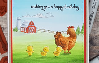 Cute Farm Scene Card - Purple Onion Designs - With Colouring Video