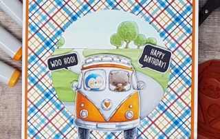 VW Bus Birthday Card with full marker info - Purple Onion Designs