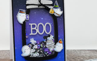 Mama Elephant Halloween Jar Shaker Card with Little Boo Agenda stamps