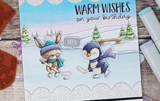 Purple Onion Designs Ice Hockey Scene Winter Birthday Card