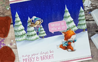 Purple Onion Designs Merry & Bright Christmas Scene Card