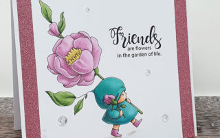 Stamping Bella Bundle Girl with a Rose Card & Copic Colouring Video