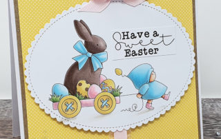 Stamping Bella Bundle Girl with a Chocolate Bunny Card & Copic Colouring Video