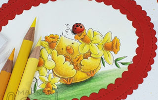 Prismacolor Chick & Daffodils Video & Card featuring Stamping Bella