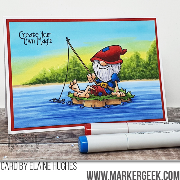 Copic River Background Video featuring Whimsy Stamps Gnome Me So Well clear stamp set