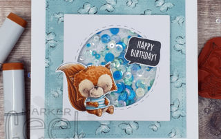 Purple Onion Designs Oscar Fox Copic Colouring Video & Birthday Shaker Card