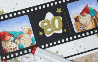Stamping Bella Beer Gnomes 80th Birthday Card - Copic Marker Colouring