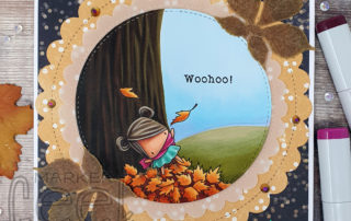 Autumn Leaves Copic Scene Card & Colouring Video featuring Stamping Bella Littles & Little Bits rubber stamps