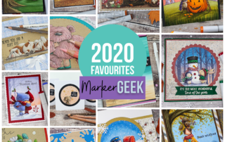 My favourite cards and colouring videos from 2020, featuring Stamping Bella, Purple Onion Designs, Sweet November Stamps and Whimsy Stamps.