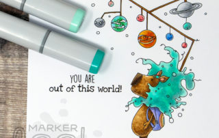 Copic marker colouring video and card inspiration featuring Stamping Bella Out of This World Dandy Lion rubber stamp set.