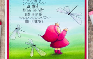 Copic marker colouring video and card inspiration featuring the Stamping Bella Bundle Girl with Dragonflies stamp set.