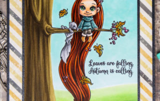 Copic marker colouring video and card inspiration featuring the Sweet November Stamps A Chill in the Hair clear stamp set.