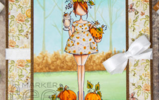 Copic marker colouring video and card inspiration featuring the Stamping Bella Pumpkin Spice Curvy Girl stamp set.