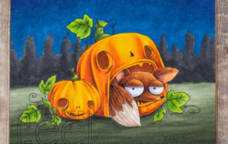 Copic marker colouring video and card inspiration featuring the Stamping Bella Foxy in a Pumpkin stamp set.
