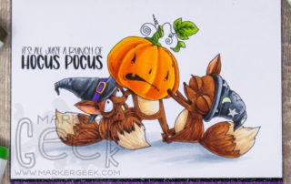 Copic marker colouring video and Halloween card inspiration featuring the Stamping Bella Foxy is Stuck stamp set.
