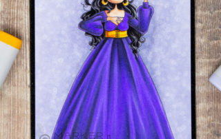 Copic marker colouring video and card inspiration featuring the Stamping Bella Uptown Mystical Girl stamp set.