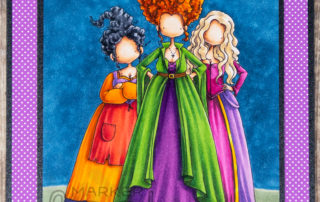 Copic marker colouring video and card inspiration featuring the Stamping Bella Witches Three stamp set.