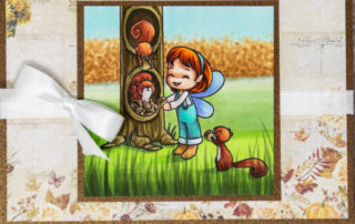 Copic marker colouring video and card inspiration featuring the Sweet November Stamps Falling into Fairwees #2 clear stamp set.