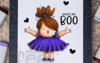 Copic marker coloured card inspiration & video featuring the Stamping Bella Smoochie Squidgy stamp set.