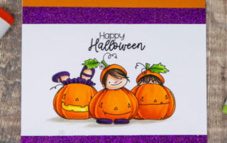 Copic marker coloured card inspiration & video featuring the Stamping Bella Squidgy Pumpkin Trio stamp set.
