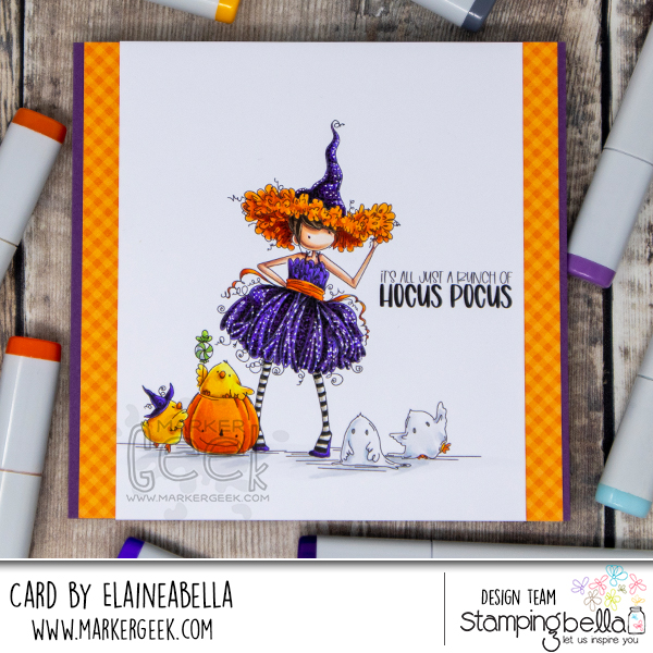 CCopic marker coloured card inspiration & video featuring the Stamping Bella Tiny Townie Willow the Witch stamp set.opic marker coloured card inspiration & video featuring the Stamping Bella Smoochie Squidgy stamp set.