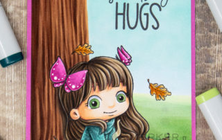 Copic marker coloured scene card inspiration featuring the Sweet November Stamps Flutterbee Opal clear stamp set.