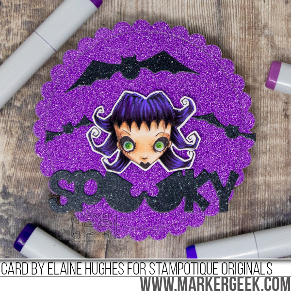 Copic marker coloured card inspiration featuring the Stampotique Originals Jillian stamp.