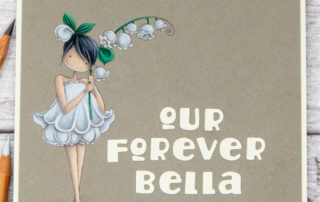 Coloured pencil colouring video & inspiration for Stamping Bella Tiny Townie Lily of the Valley rubber stamp coloured using Caran d'Ache Luminance pencils.