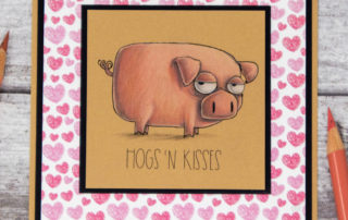 Coloured pencil colouring video & inspiration for Stamping Bella Oddball Farm Animals Pig rubber stamp coloured using Faber-Castell Polychromos pencils.