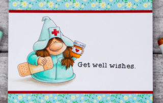 Copic marker coloured card inspiration & video featuring the Stamping Bella Gnome Nurse rubber stamp.