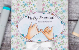 Copic marker coloured card inspiration & video featuring the Stamping Bella Pinky Promise rubber stamp.