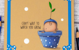 Coloured pencil colouring video & inspiration for Stamping Bella Sprouted Baby rubber stamp coloured using Faber-Castell Polychromos pencils.