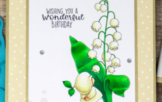 Copic marker coloured card inspiration & video featuring the Stamping Bella Bundle Girl with Lily of the Valley & Oz Sentiment Set rubber stamps.