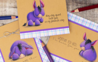 Coloured pencil colouring video & inspiration for Stamping Bella Donkey Trio Stuffies rubber stamp coloured using Prismacolor pencils.