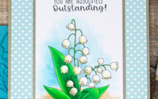 Copic marker coloured card inspiration & video featuring the Stamping Bella Lily of the Valley & Emily's Sentiment Set rubber stamps.