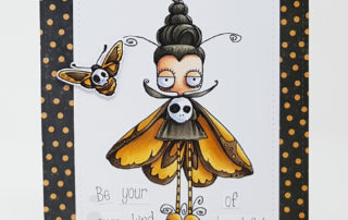 Copic marker coloured card inspiration & video featuring the Stamping Bella Oddball Moth rubber stamp
