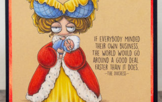 Coloured pencil coloured card inspiration & video featuring the Stamping Bella Oddball Duchess rubber stamp set & Polychromos pencils.