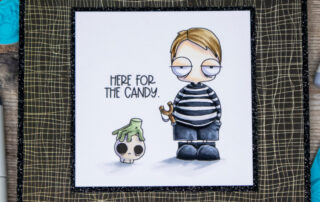 Copic marker coloured card inspiration & video featuring the Stamping Bella Oddball Spooky Kids and Spooky Sentiments rubber stamp sets.
