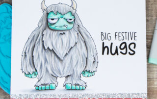 Copic marker coloured card inspiration & video featuring the Stamping Bella Oddball Yeti rubber stamp & Yeti Sentiment set.