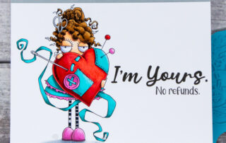 Copic marker coloured card inspiration & video featuring the Stamping Bella Oddball Mending Hearts rubber stamp & Odd Together Sentiment set.