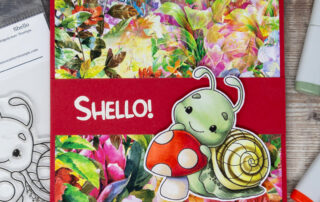 Copic marker coloured card inspiration & video featuring the Sweet November Stamps Shello clear stamp set