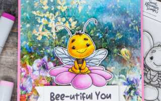 Copic marker coloured card inspiration & video featuring the Sweet November Stamps Bee-youtiful You clear stamp set.